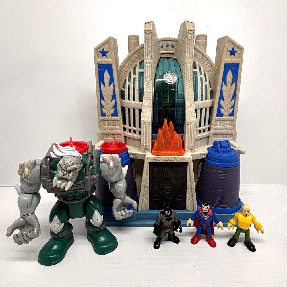 Imaginext DC Super Friends Justice League Hall of Justice Playset w/ Figures Lot